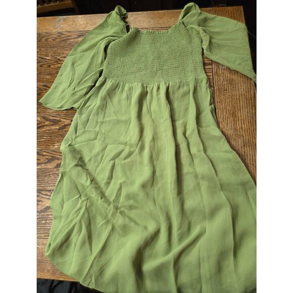 Reformation Cello Midi Dress In Crocodile Green Sz XL - Picture 3 of 5